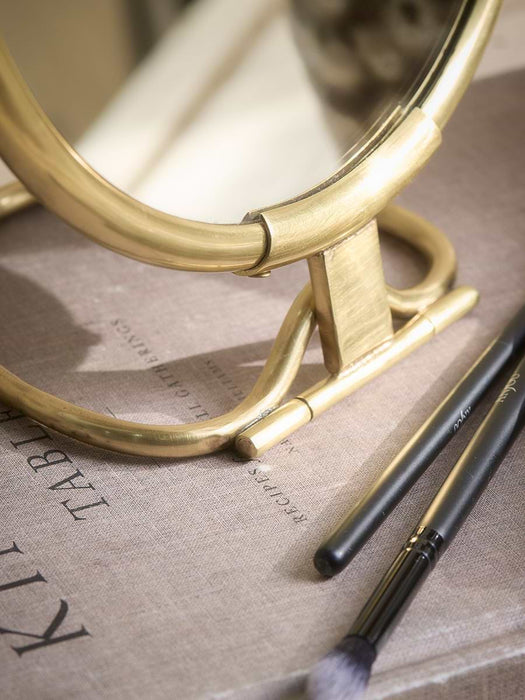 Round Brass Pedestal Mirror - Small