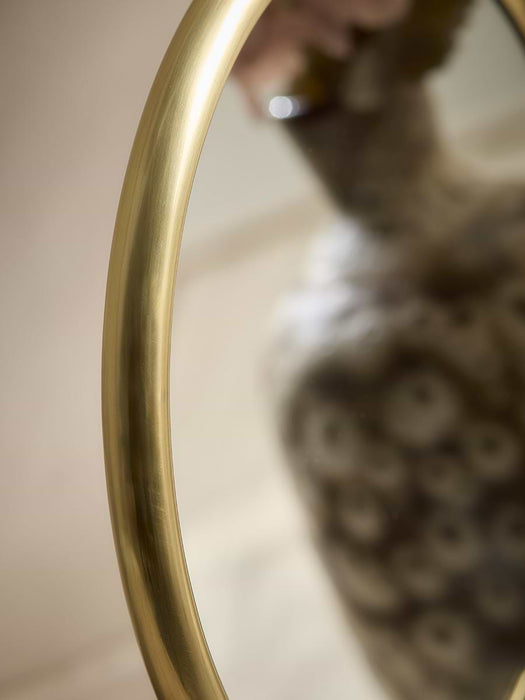 Round Brass Pedestal Mirror - Small
