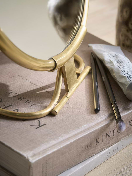 Round Brass Pedestal Mirror - Large