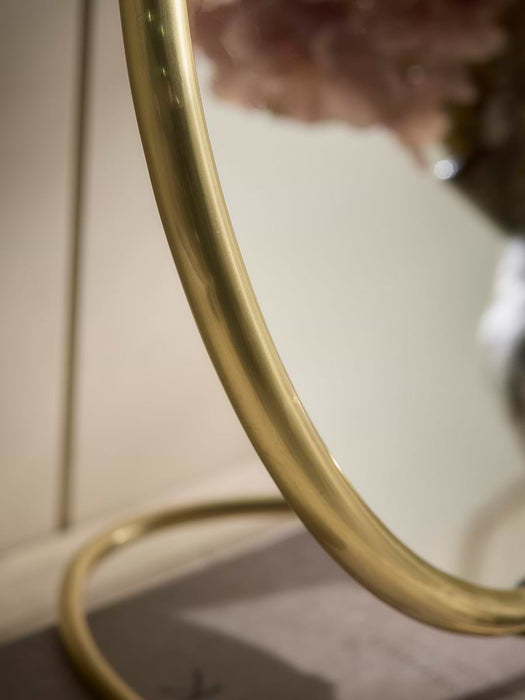 Round Brass Pedestal Mirror - Large