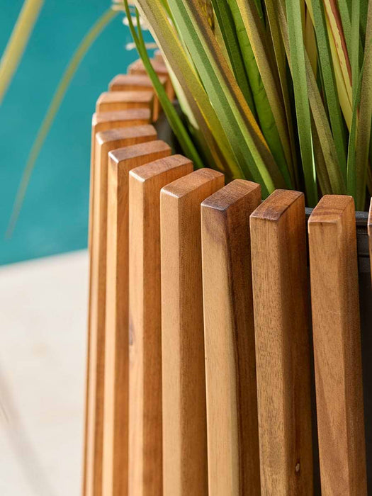 Slatted Wooden Planter - Natural Finish
