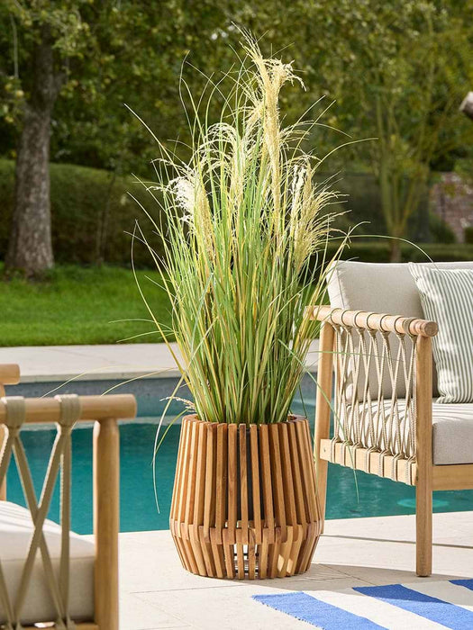 Slatted Wooden Planter - Natural Finish