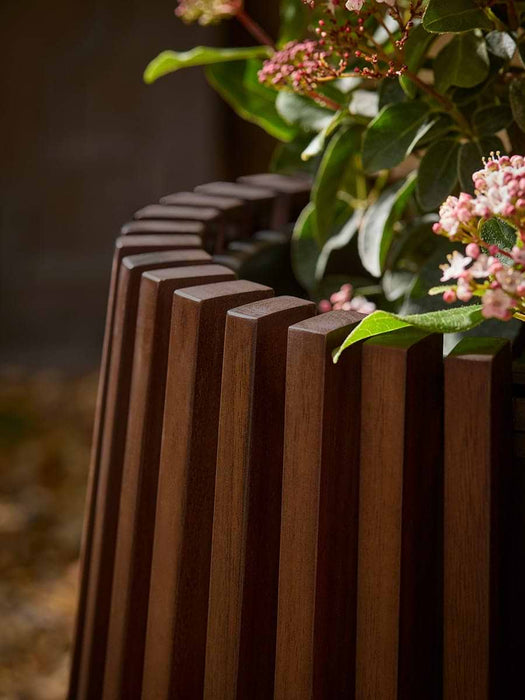 Slatted Wooden Planter - Walnut Finish