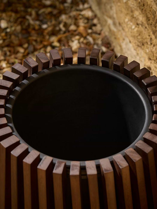 Slatted Wooden Planter - Walnut Finish
