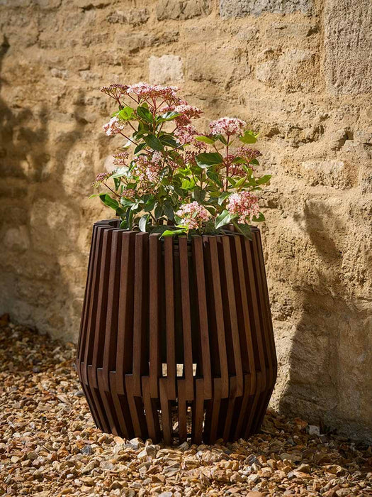 Slatted Wooden Planter - Walnut Finish