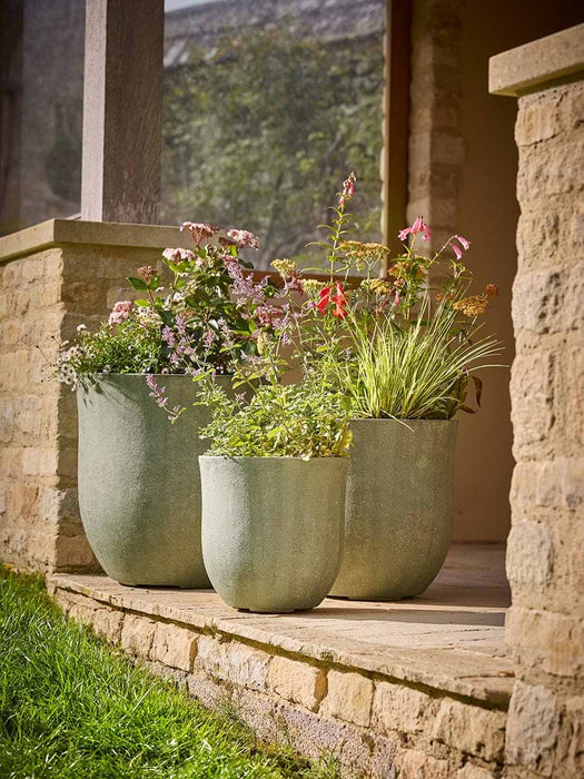 Three Budra Curved Planters - Verdegris
