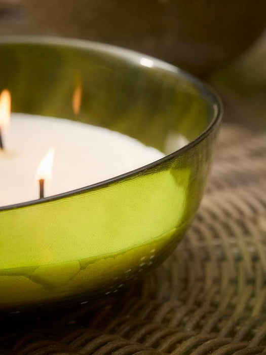 Green Recycled Glass Citronella Candle