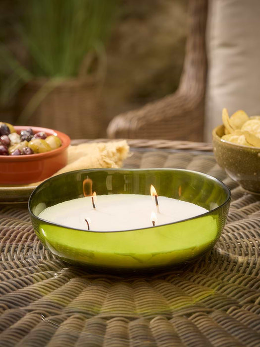 Green Recycled Glass Citronella Candle