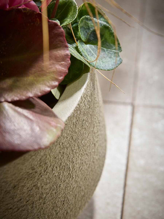 Three Weathered Bowl Planters - Moss Green