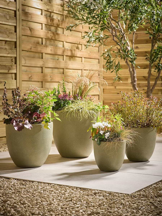Four Weathered Planters - Moss Green