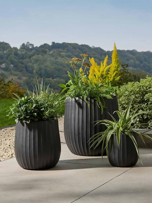 Three Fluted Planters - Soft Black