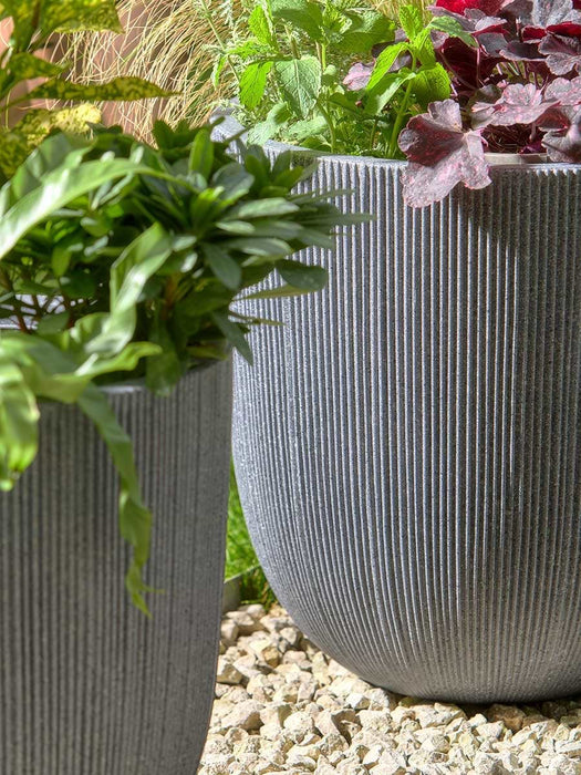 Three Ribbed Planters - Flecked Slate