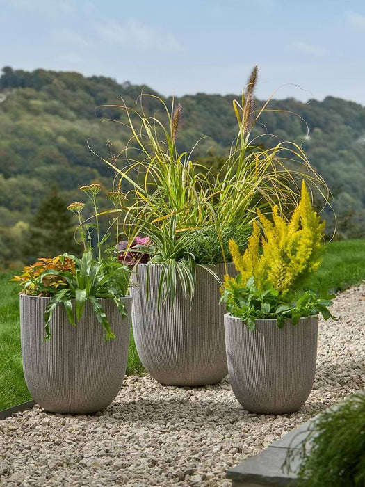 Three Ribbed Planters - Flecked Slate