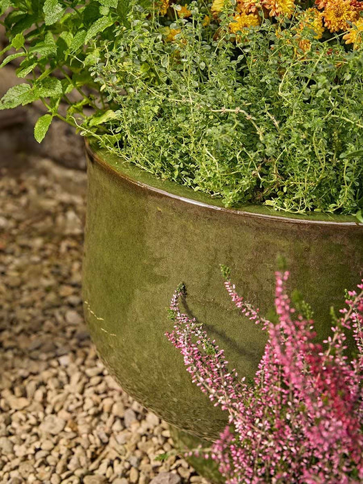 Three Footed Olive Glaze Planters