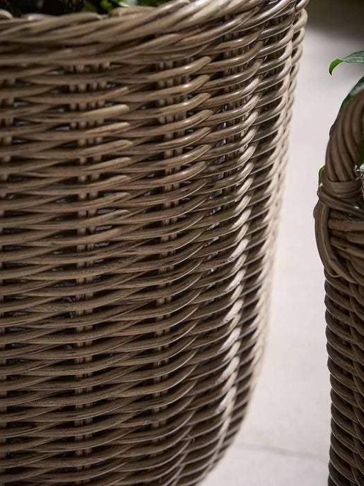 Three Faux Rattan Planters - Small