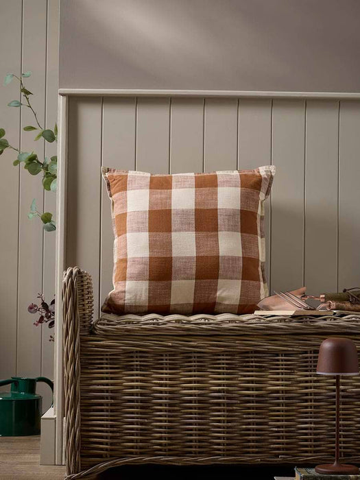 Gingham Indoor Outdoor Cushion - Terracotta