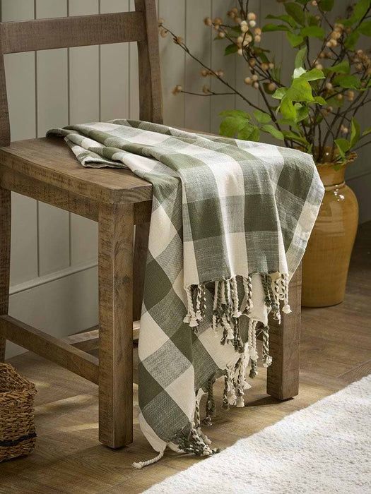 Gingham Indoor Outdoor Throw - Green