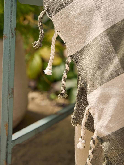 Gingham Indoor Outdoor Throw - Green