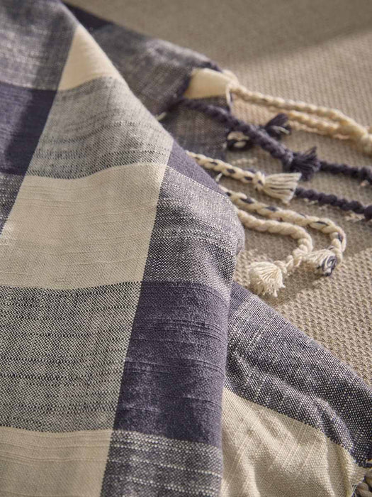 Gingham Indoor Outdoor Throw - Blue