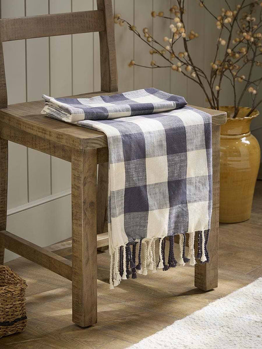 Gingham Indoor Outdoor Throw - Blue