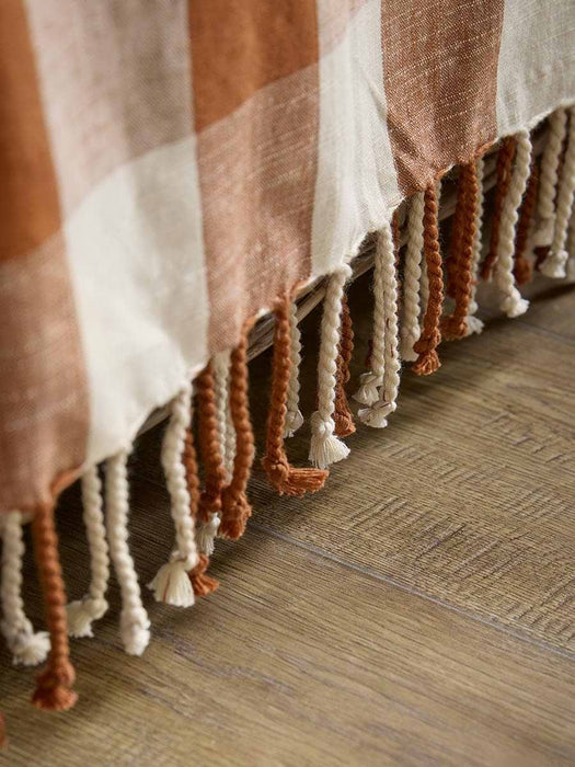 Gingham Indoor Outdoor Throw - Terracotta
