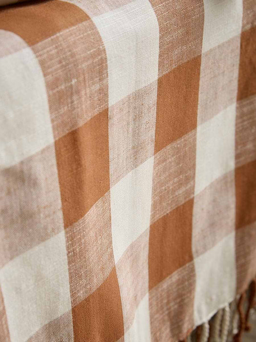 Gingham Indoor Outdoor Throw - Terracotta