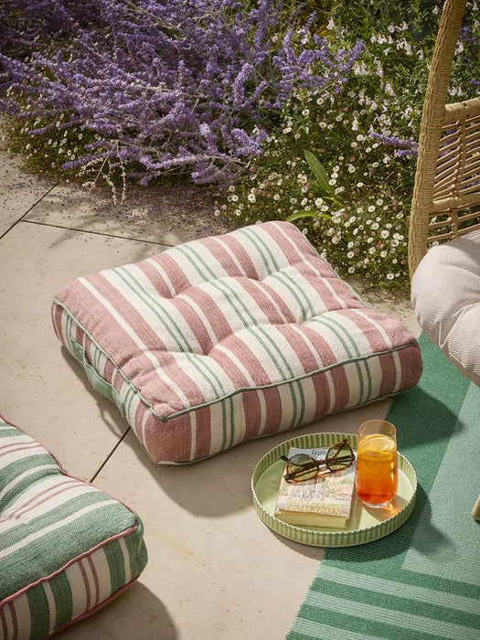 Helio Stripe Outdoor Floor Cushion - Dusty Pink
