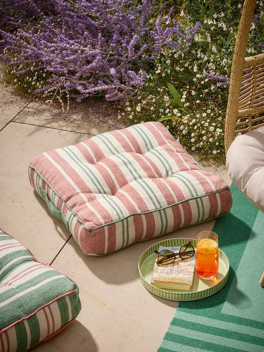 Helio Stripe Outdoor Floor Cushion - Dusty Pink