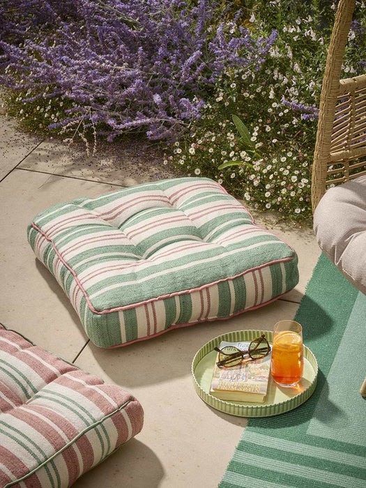Helio Stripe Outdoor Floor Cushion - Dusty Pink