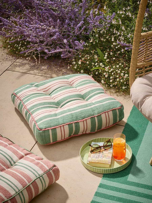 Helio Stripe Outdoor Floor Cushion - Green
