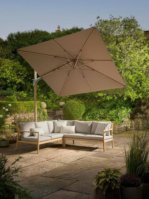 The Ultimate Square Cantilever Parasol Set - Mocha & Taupe