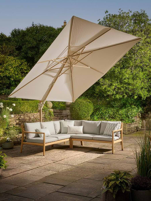 The Ultimate Landscape Rectangular Cantilever Parasol Set - Teak & Champagne