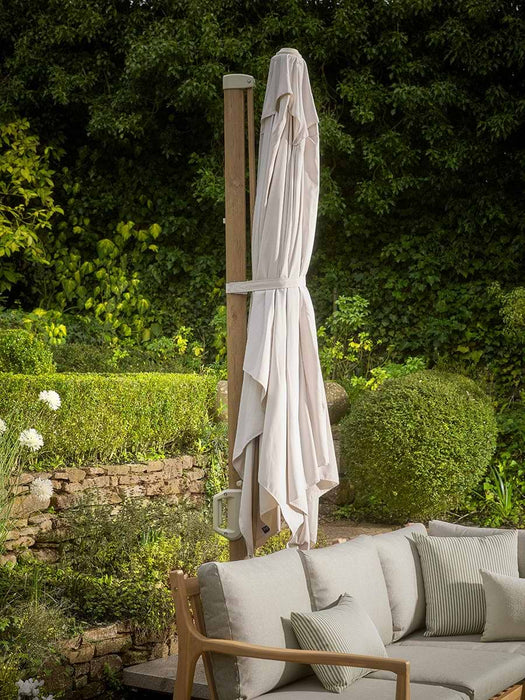 The Ultimate Landscape Rectangular Cantilever Parasol Set - Teak & Champagne