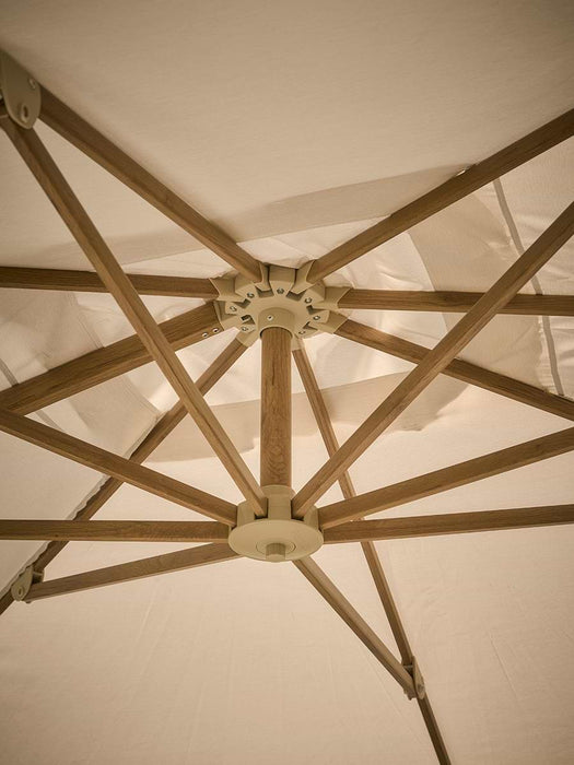 The Ultimate Landscape Rectangular Cantilever Parasol Set - Teak & Champagne