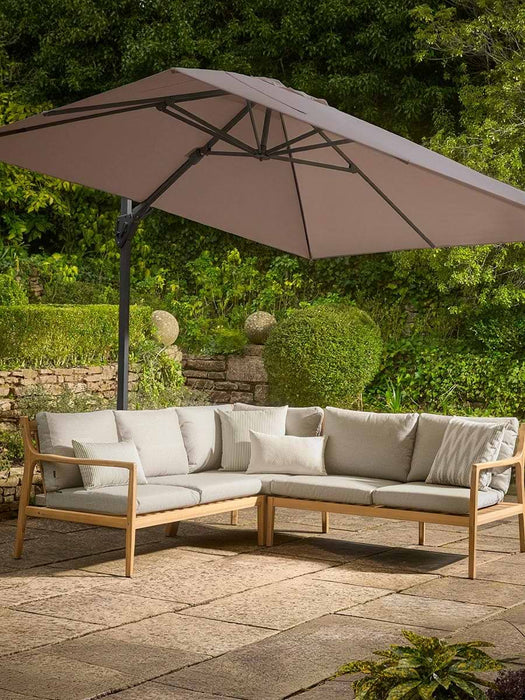Horizontal Rectangular Cantilever Parasol Set - Slate & Taupe