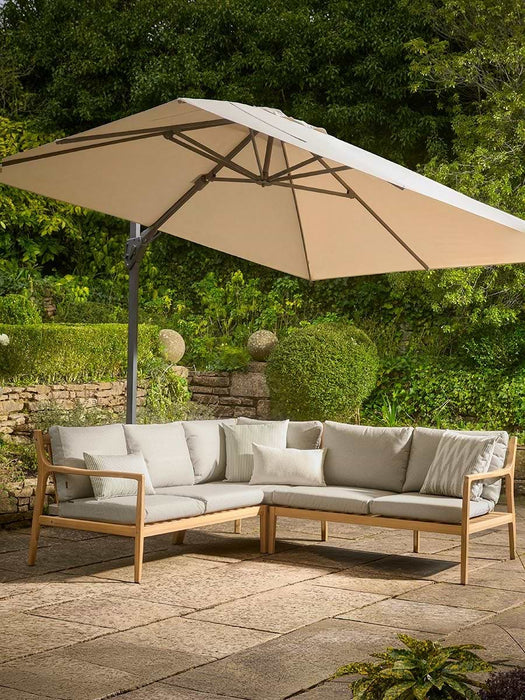 Square Cantilever Parasol Set - Slate & Champagne