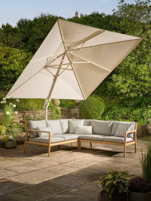 Square Cantilever Parasol Set - Sandstone & Champagne