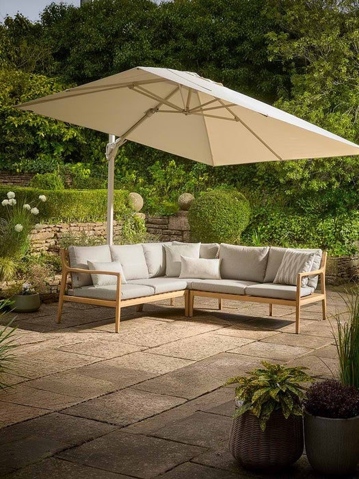 Square Cantilever Parasol Set - Sandstone & Champagne
