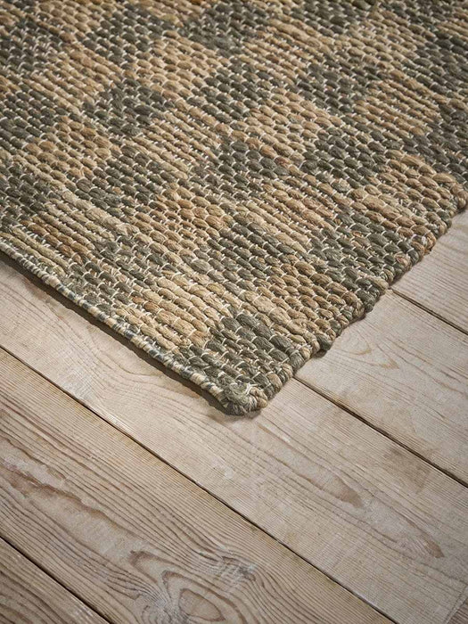 Chequered Jute Rug - Green