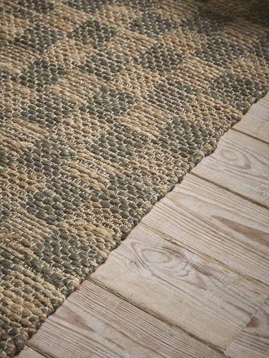 Chequered Jute Rug - Green