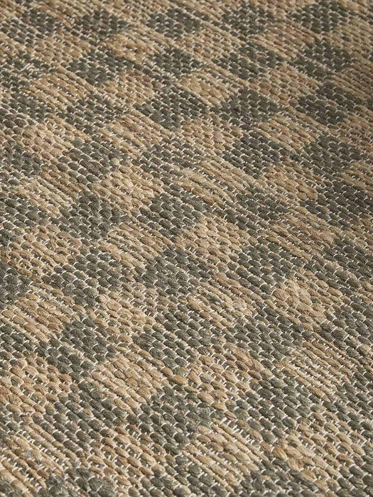 Chequered Jute Rug - Green