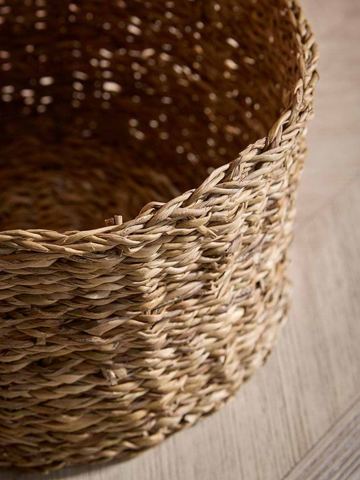 Three Lidded Seagrass Storage Baskets