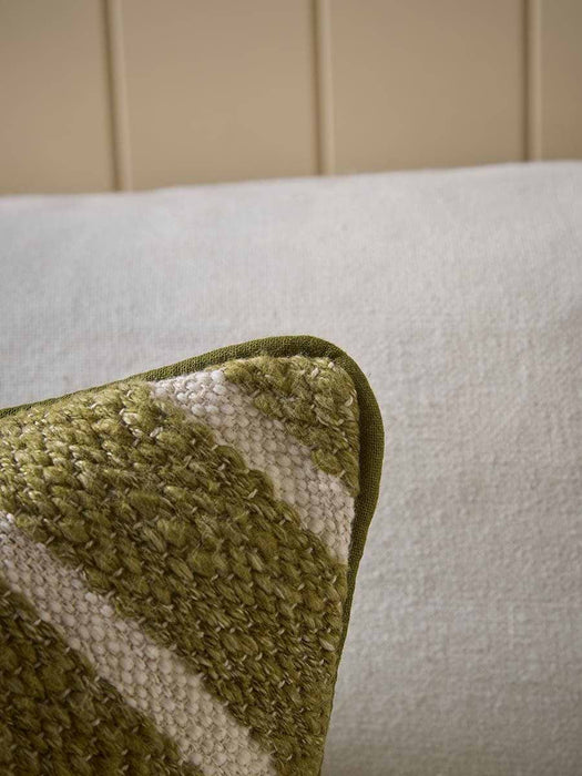 Textured Wide Stripe Cushion - Olive