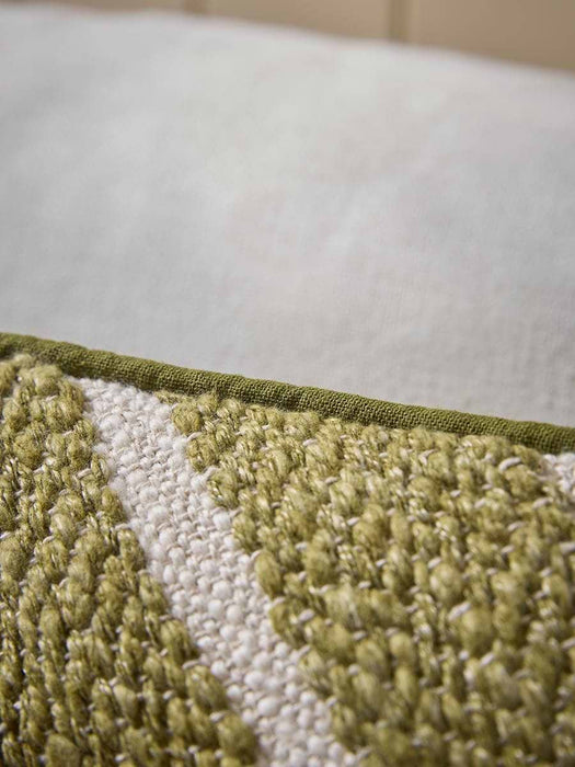 Textured Wide Stripe Cushion - Olive
