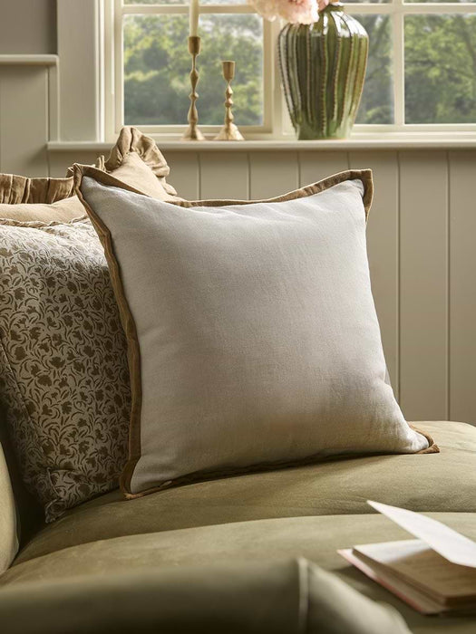Velvet & Cotton Linen Square Cushion Cover - Nutmeg