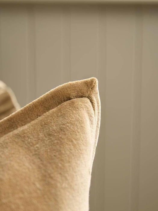Velvet & Cotton Linen Square Cushion Cover - Nutmeg