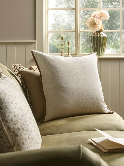 Velvet & Cotton Linen Large Square Cushion Cover - Nutmeg