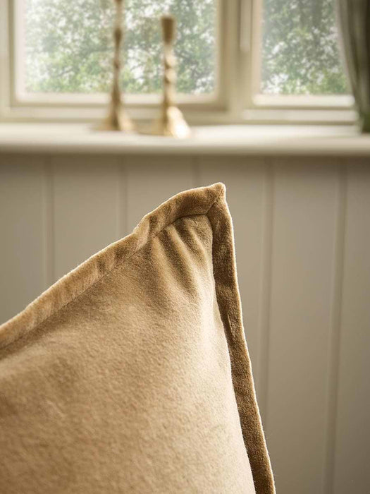 Velvet & Cotton Linen Large Square Cushion Cover - Nutmeg