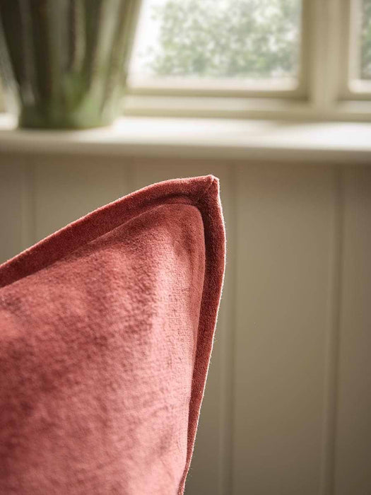 Velvet & Cotton Linen Large Square Cushion Cover - Deep Red