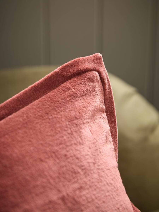 Velvet & Cotton Linen Rectangular Cushion Cover - Deep Red